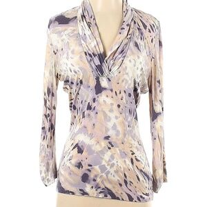 V Neck Stretch Multi Color St. John Top, XL